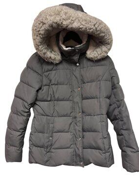 Lauren Ralph Lauren Women's M Brown Down Filled Puffer Coat Faux Fur Hood Jacket